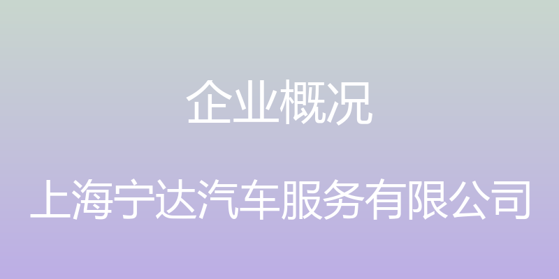 企业概况 - 上海宁达汽车服务有限公司